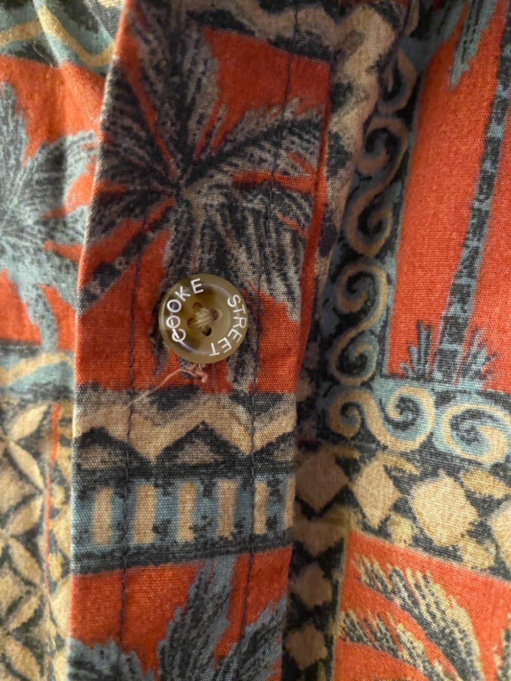 Cooke Street Orange Palm-Print Short-Sleeve Button-Down Shirt - Picture 3 of 3